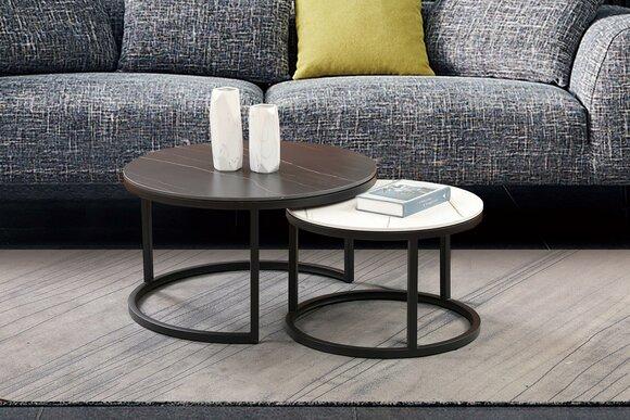 Beistelltisch Runde Set 2x Couchtisch Kaffeetisch Designer Wohnzimmer