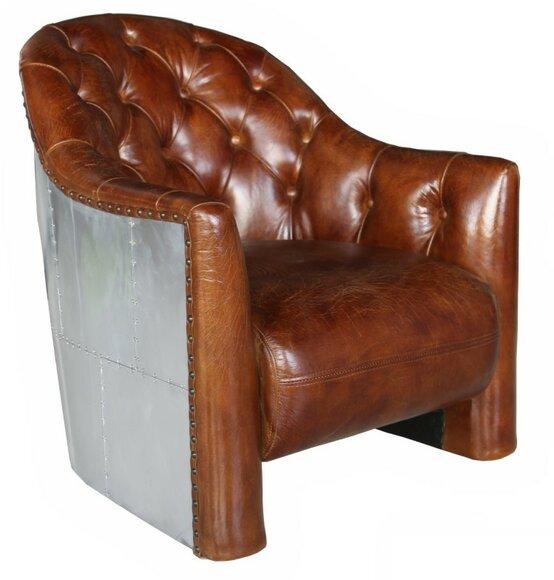 Aviator Chesterfield Vintage Lederstuhl Loungesessel Cocktailsessel vintage