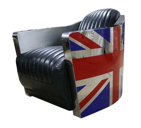 Echtleder Vintage Ledersessel Designsessel Rocket Union Jack Vintage