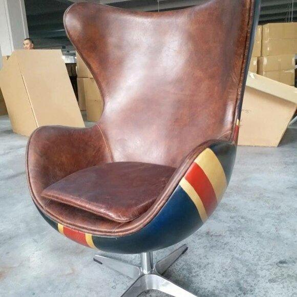 Stuhl Loungesessel Vintage Drehstuhl Chef Sessel Lounge Club Leder Jack