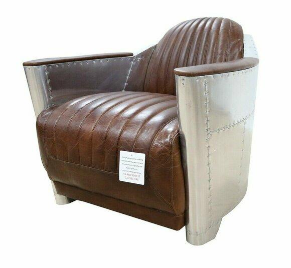 Club Sessel im Aviator-Stil Lounge Design Chrom Art Deco Leder Cocktail