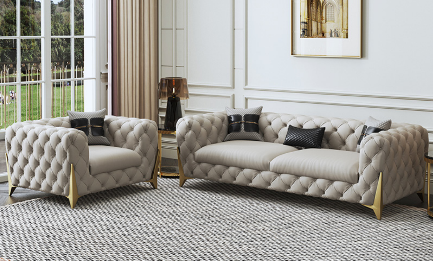 Sofagarnitur Big Set 3+1 Sitzer Leder Sofa Couch Garnitur Design Couchen