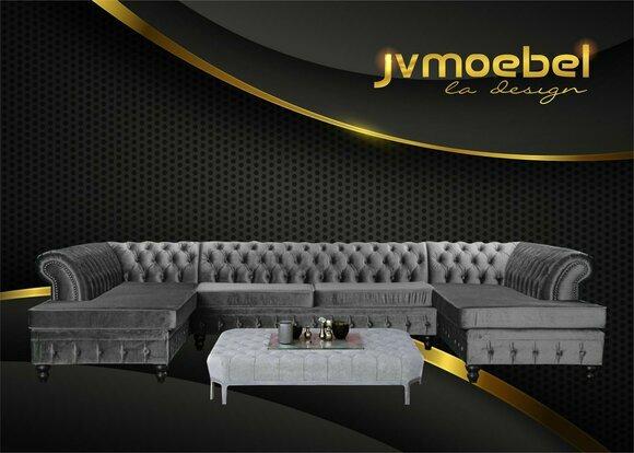 Chesterfield Samt Ecksofa U-Form Wohnlandschaft Polsterecke Sofa Couch