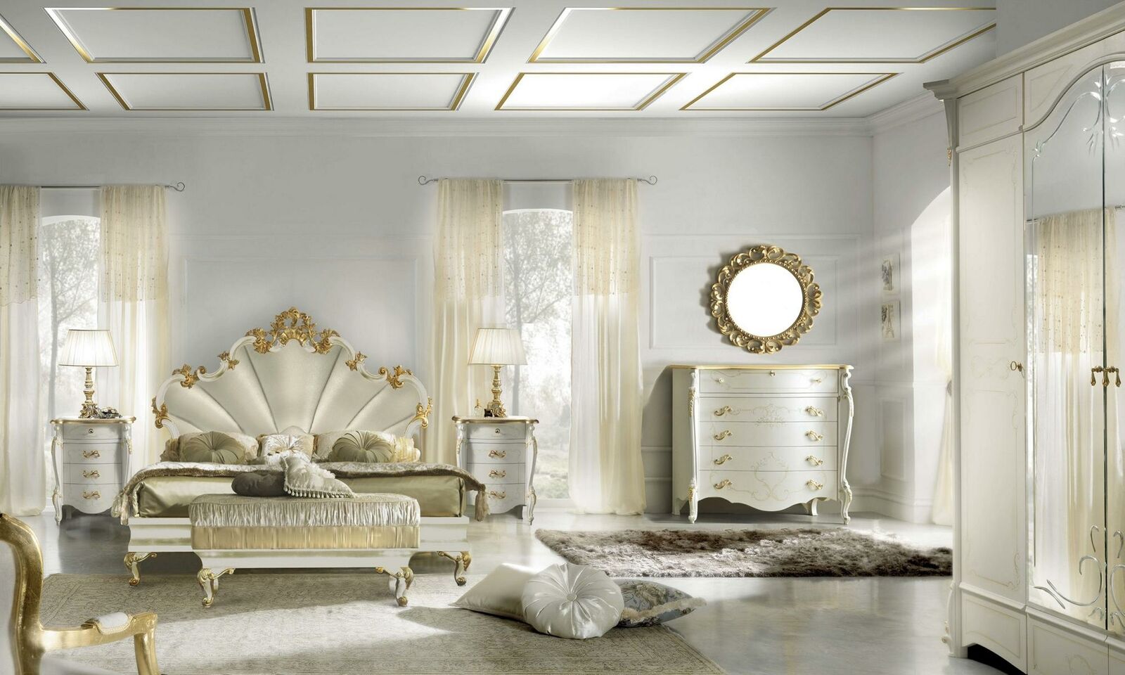 Bett Nachttisch Kommode 6 tlg. Schlafzimmer Set Massivholz Design Luxus