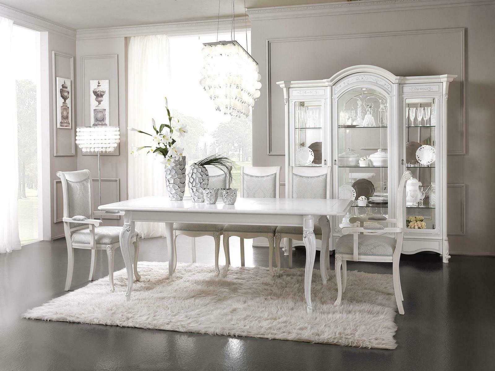 Italienisches Esszimmer Möbel Set Esszimmer Gruppe Vitrine Tisch 6x Stühle 8tlg.