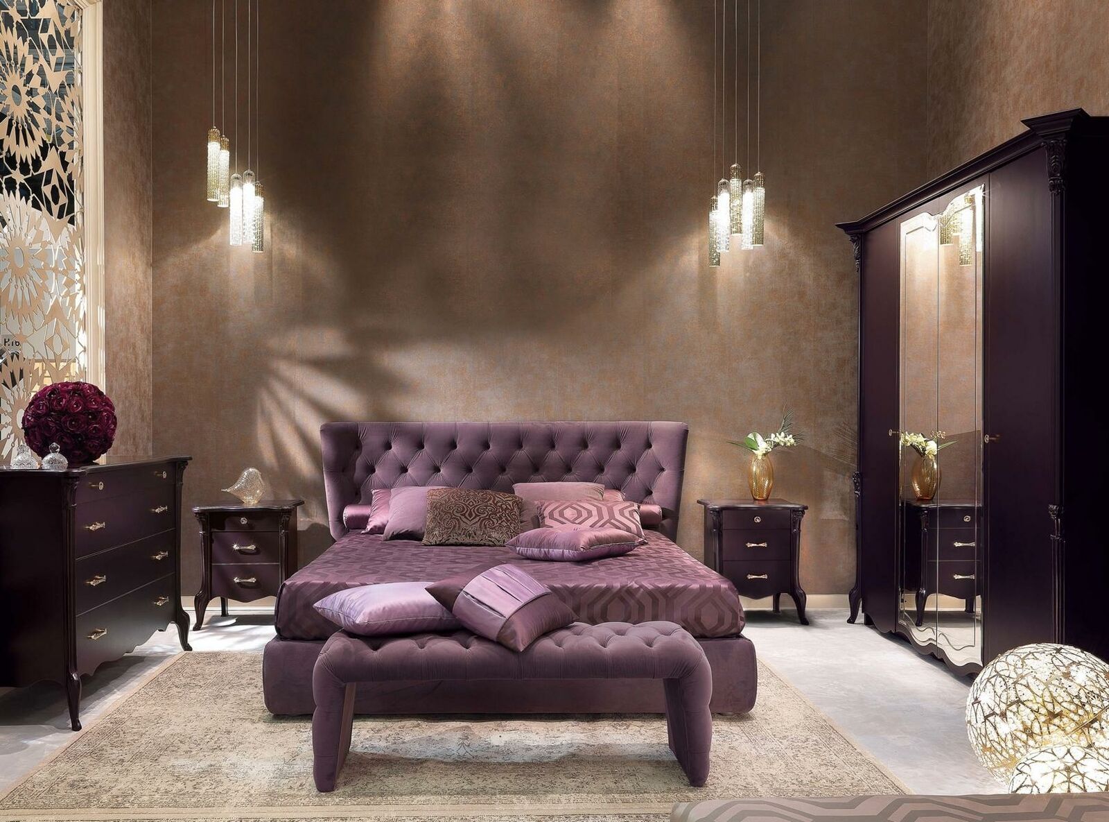 Schlafzimmer Italienische Möbel Set Luxus Chesterfield 6tlg. Massivholz