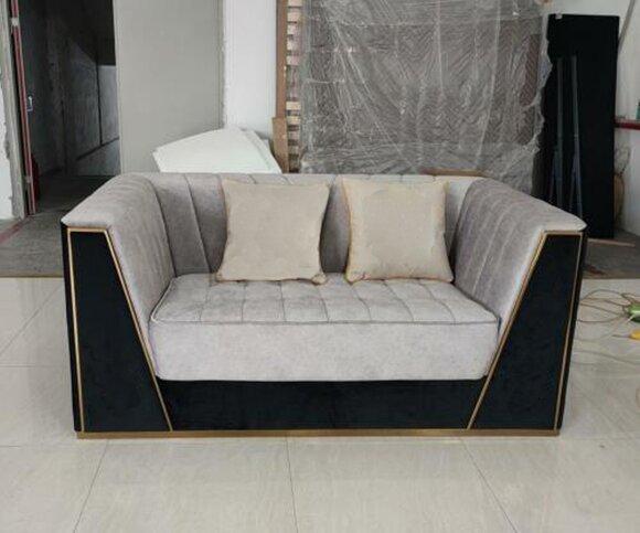 Luxus Sofa 2Sitzer Möbel Design Polster schwarz Textil Samt Sofas Couchen