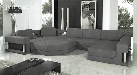 Design Couch Polster Textil Modern Schlaf Bettfunktion Ecksofa U-Form Sofa Stoff