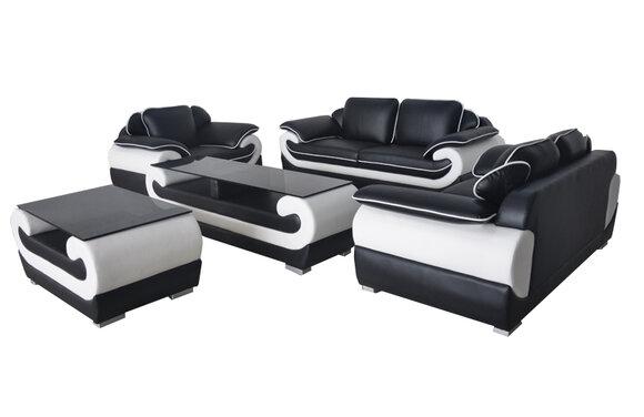 Sofa Couch Garnitur Sitz Polster Komplett Set 3+2+1 Sofas Designer Couchen + USB