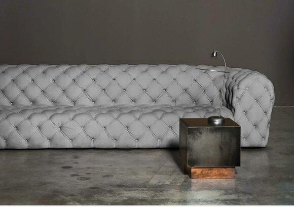 Grau Chesterfield Wohnzimmer Modern Design Couchen Sofa Möbel Stoff Big xxl Neu