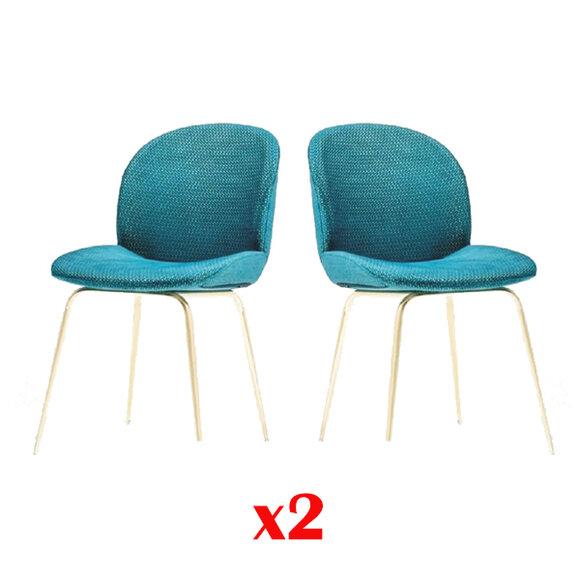 2x Stuhl Gruppe Stühle Garnitur Textil Stoff Neu Gepolsterte Esszimmer