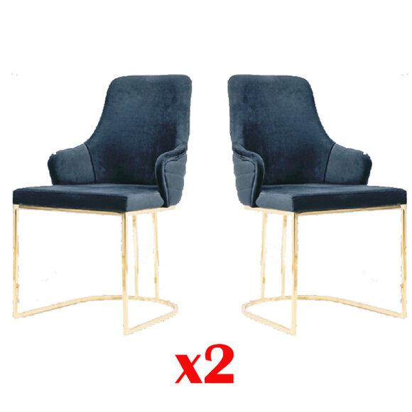 Designer Möbel 2x Stuhl Gold Wohnzimmer Holz Stühle italienischer Stil