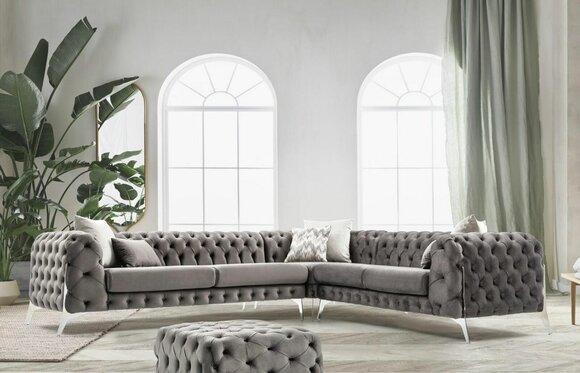 Grau Chesterfield Polstersofa Sofa Ecksofa Garnitur Polster Luxus Ecke Sofas Neu