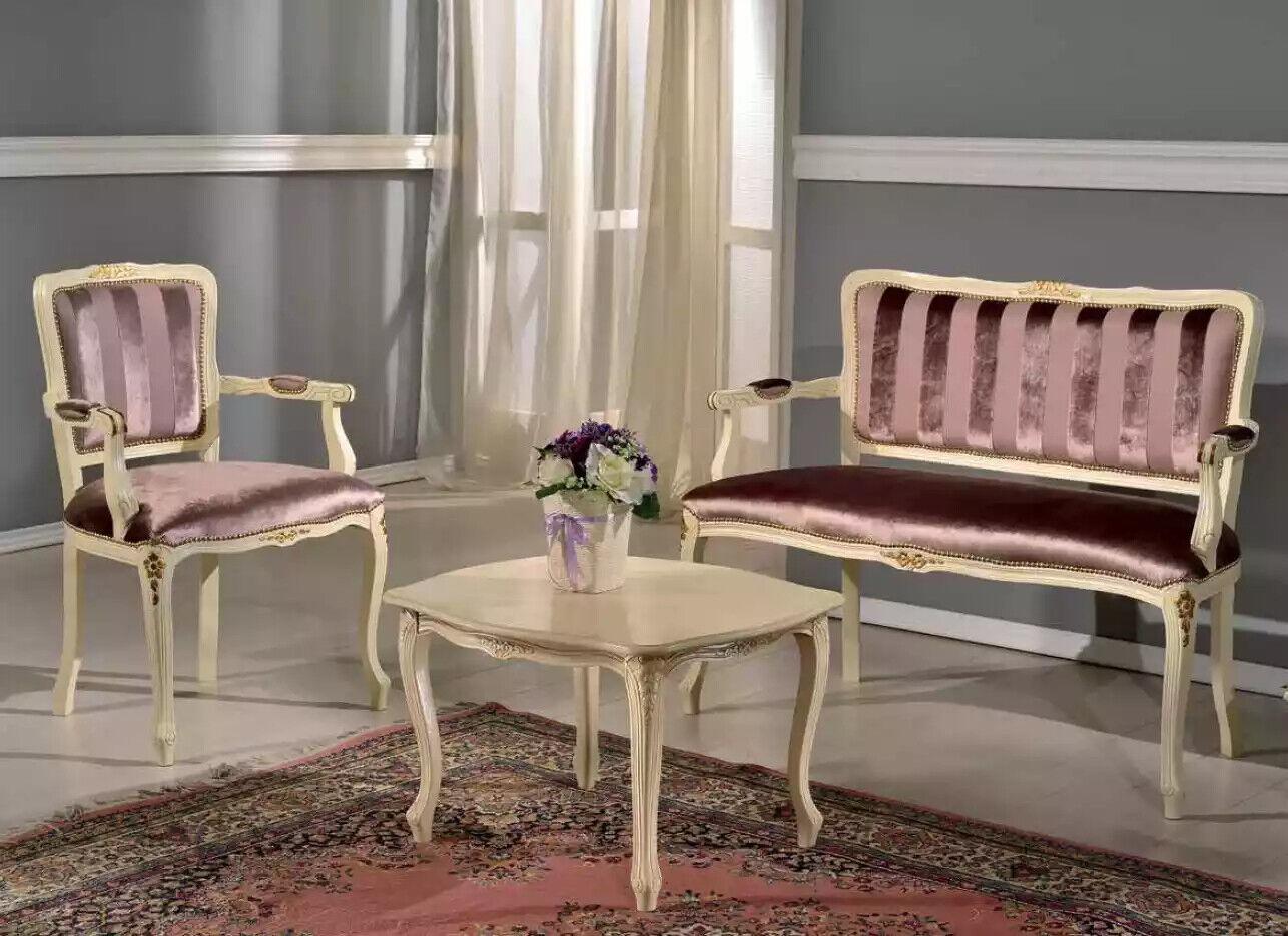 Klassische Sitzgarnitur Bank Sessel Wohnzimmermöbel Bänke Garnitur Neu