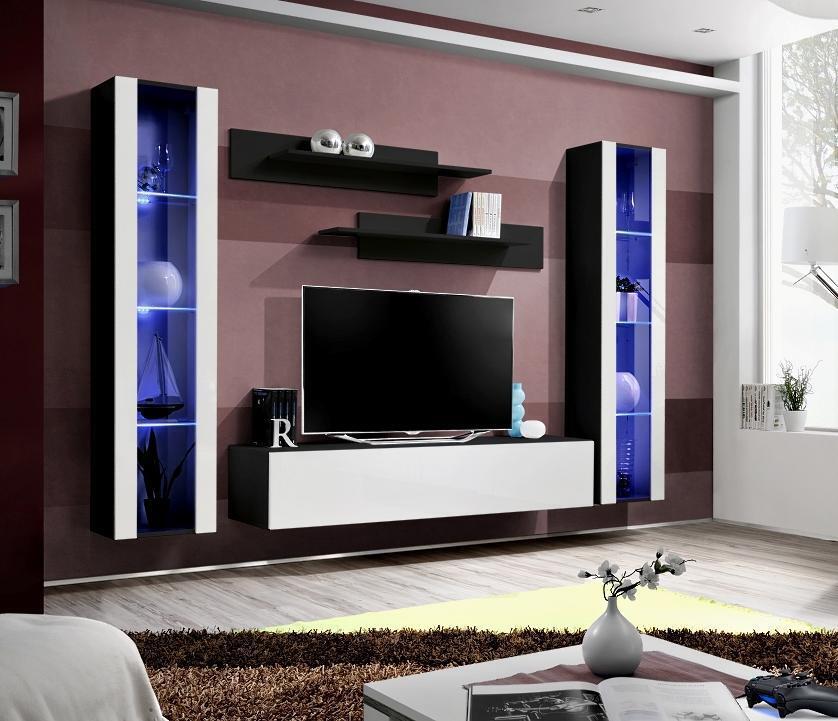 Designer Wohnwand TV-Ständer Holz Wand Regale Wohnzimmermöbel Stil