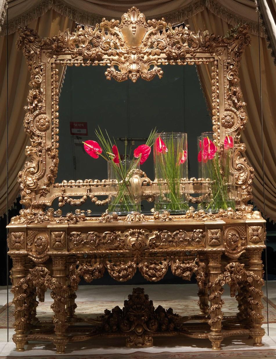 Konsolen Sideboard Tisch Kommode Echtholz Schnitzerei Spiegel Antik Stil Italien