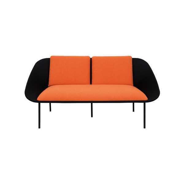 Schwarz-Oranger 2-Sitzer Arbeitszimmer Polster Modern Couch Textil Sofas