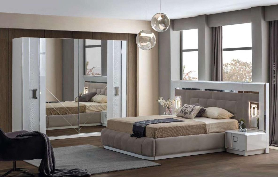 Schlafzimmer Komplett Set Bett 2x Nachttisch Kleiderschrank Neu Design 4 tlg.