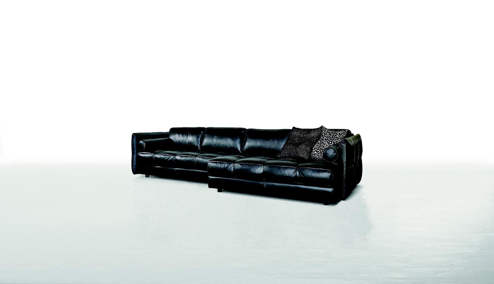 Moderne Couch Luxus Ecksofa Polstermöbel Wohnzimmer L-Form Design Schwarz Leder