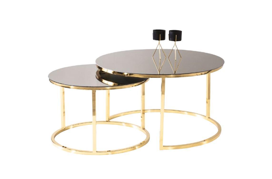 Luxus Couchtisch Set Beisteltisch Kaffeetisch Gold Wohnzimmer Design