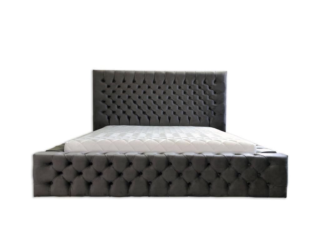 Chesterfield Grey Doppel Schlafzimmer Holzmöbel Design elegante Polsterung Stoff