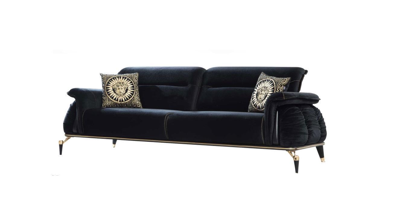 Sofa 3 Sitzer schwarz Chesterfield Designer Möbel Wohnzimmer Sofas Luxus