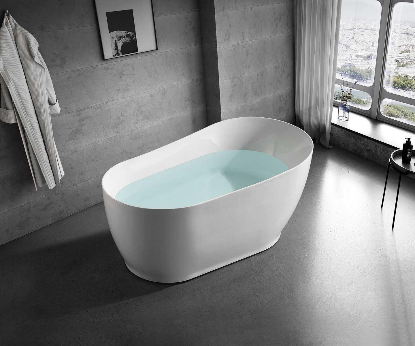 Weiße Halbrunde Acryl Badezimmer Luxuriöse Badewanne Oval Standwanne