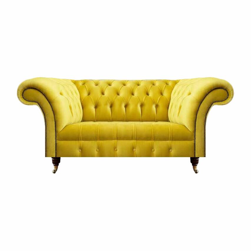 Zweisitzer Sofa Couch Gelb Modern Einrichtung Design Möbel Chesterfield