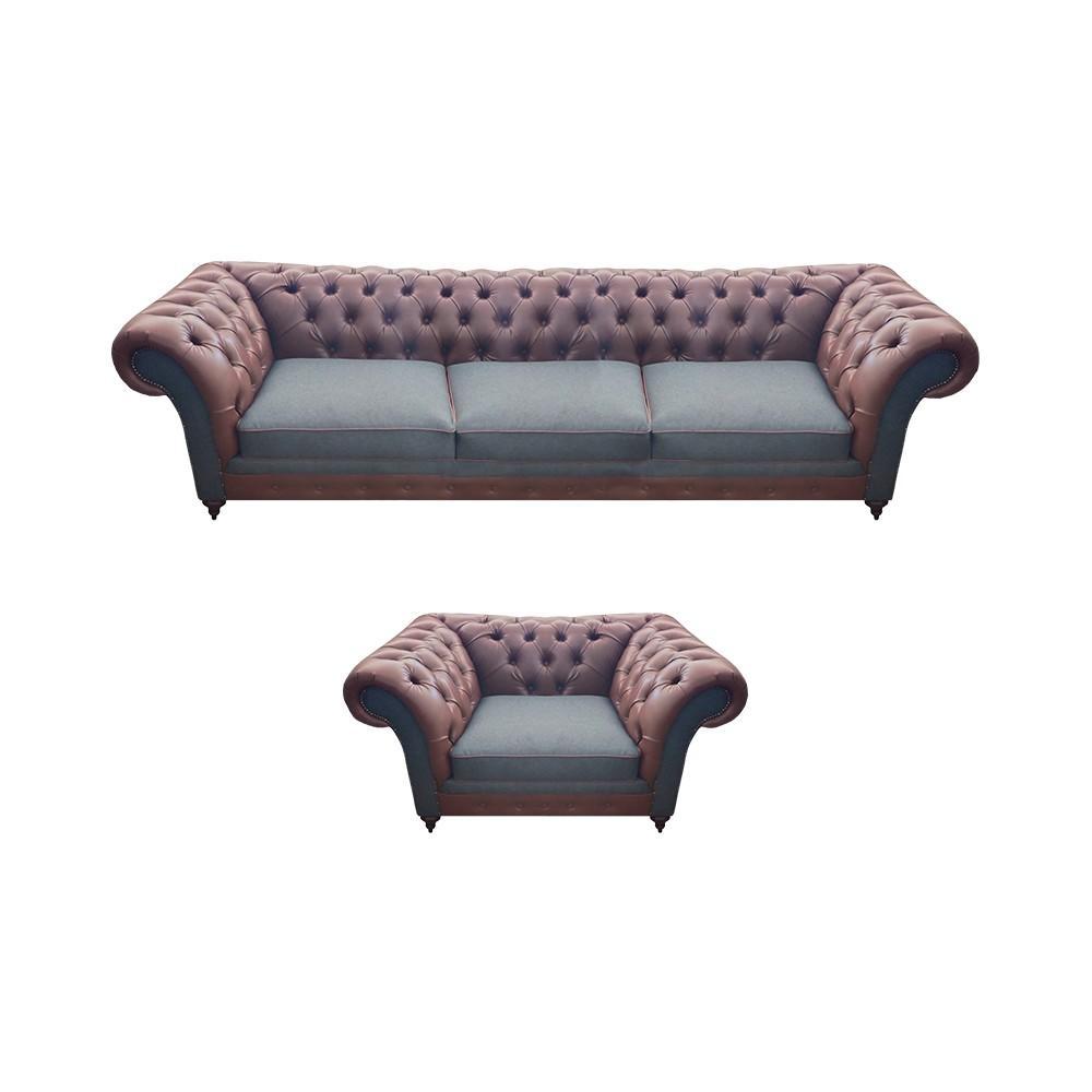 Moderne Designer Sofagarnitur Polster Set Luxus Leder Sofas Couchen Chesterfield