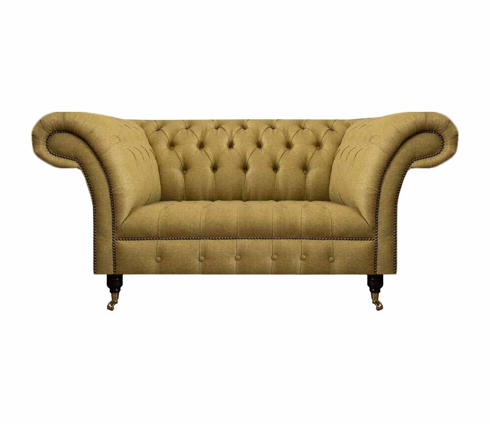 Gelb Chesterfield Zweisitzer Sofa Couch Wohnzimmer Möbel Luxus Polster Textil