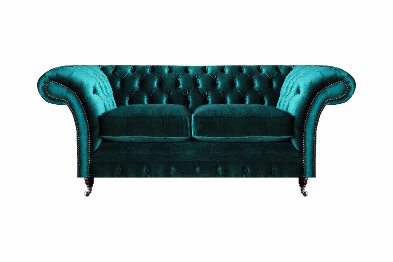 Chesterfield Design Grün Sofa Zweisitzer Sofa Einrichtung Polstermöbel