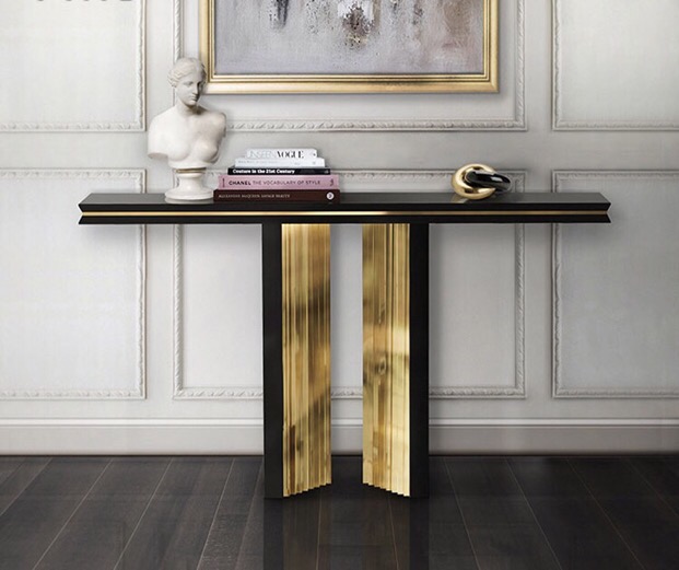 Designer Luxus Konsole Tisch Konsolen Tische Holz Metall Gold Klassischer Sofort