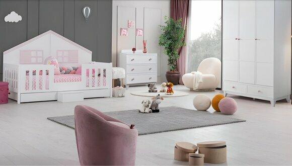 Modern Kinderzimmer Set Mehrfarbig Besteht aus Kinderbett stilvoll Schrank neu