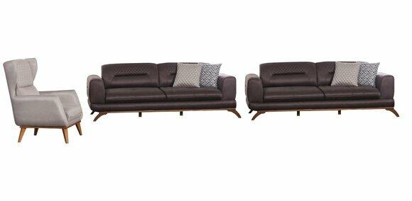 Luxus Wohnzimmer Set Sofa mit Sessel Modernen Design Sofagarnitur 3tlg