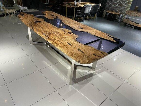 Esstisch Epoxidharz Küchentisch Esszimmertisch Tisch 240 cm Holz Braun