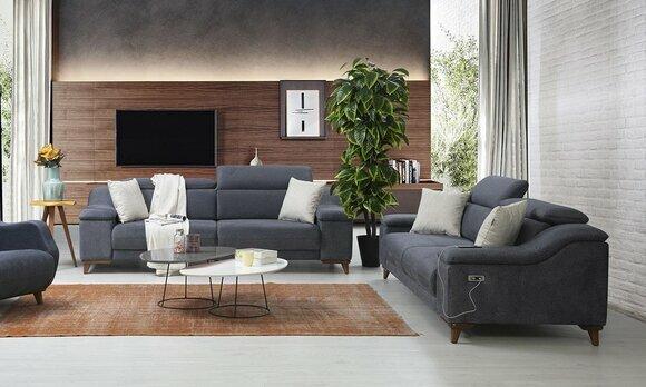 Design Dreisitzer Sofa Couch Polster Modernes Wohnzimmer Textil Sofas Neu Möbel