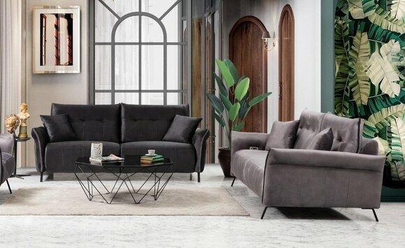 Sofagarnitur Set 2 tlg Wohnzimmer 2x Sofa Couch Dreisitzer Modern Möbel