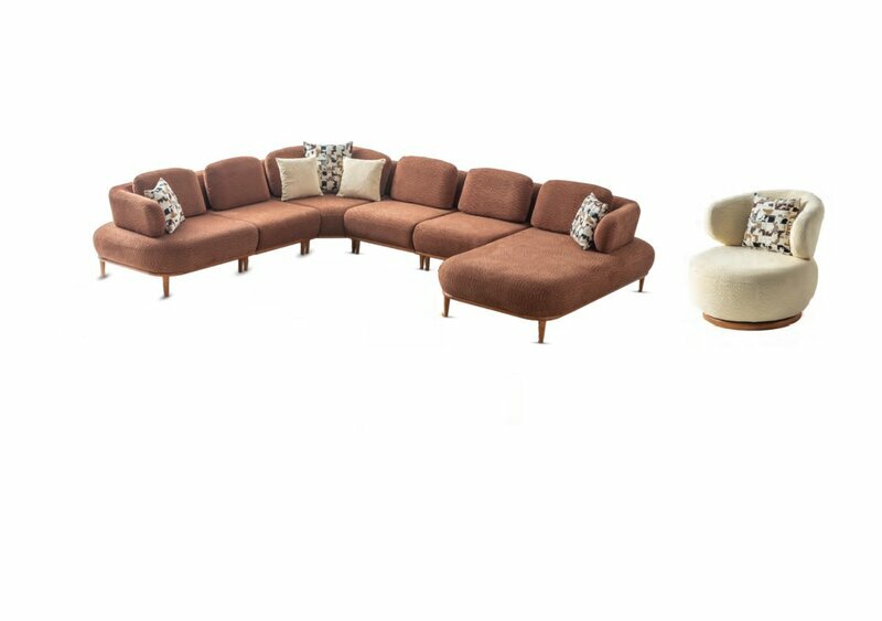 Moderne Wohnzimmer Braun-Beige Sofagarnitur Polster Möbel Sofa Sessel