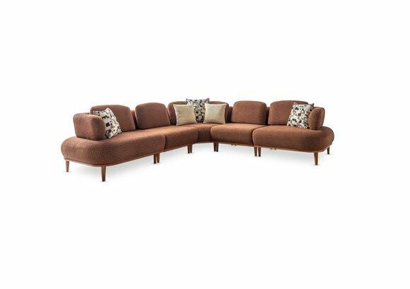 Braunes Polstersofa Designer Ecksofa Luxuriöse Wohnzimmer L-Form Couch