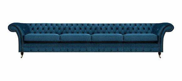 Blaue Chesterfield Couch Exklusives Stoffsofa Wohnzimmer Moderne Möbel