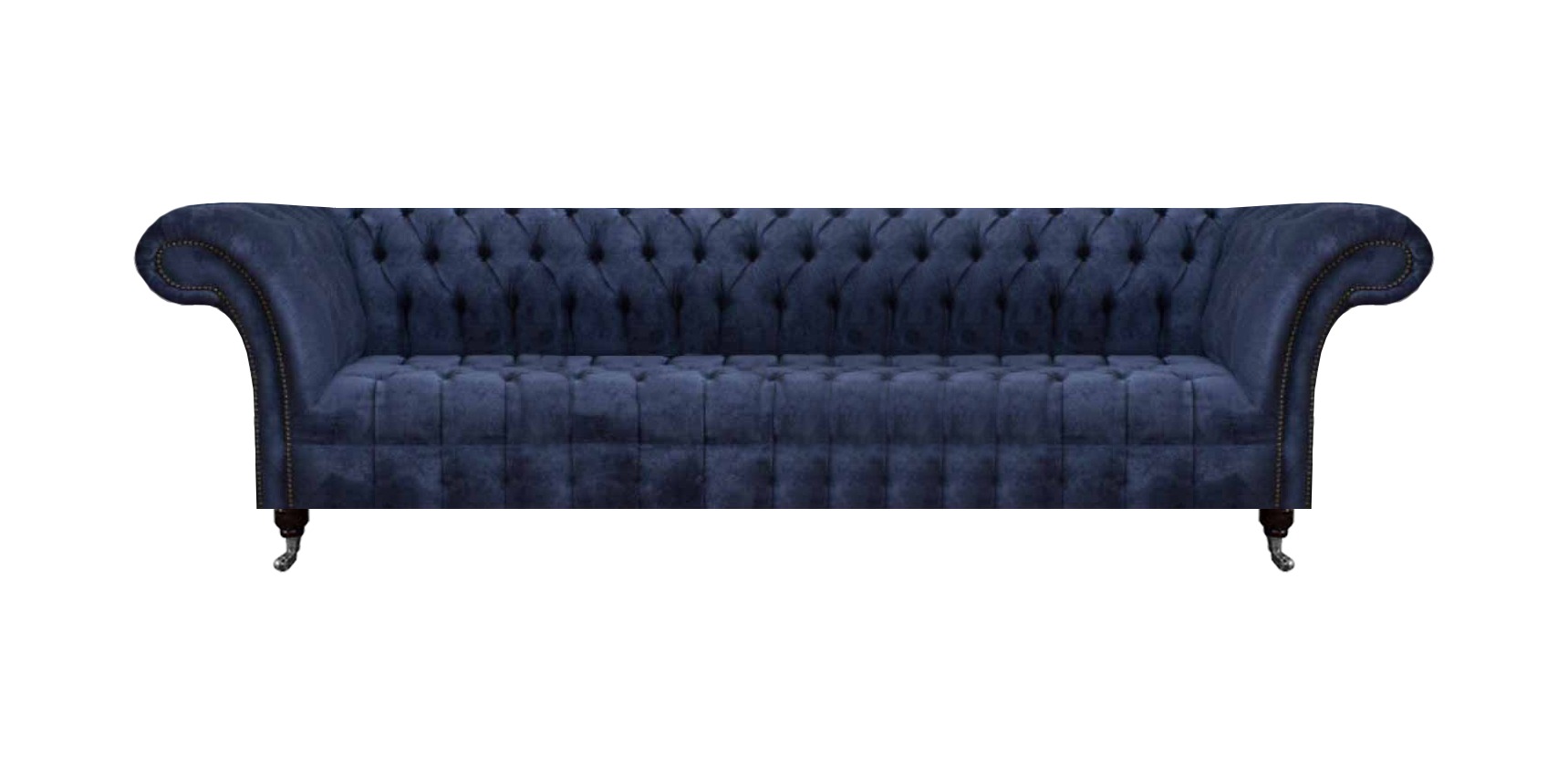 Blaue Chesterfield Sitzmöbel Wohnzimmer Viersitzer Couch Polstersofas