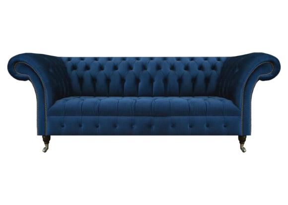 Dunkelblaue Chesterfield Wohnzimmer Couch Designer Dreisitzer Sitzmöbel