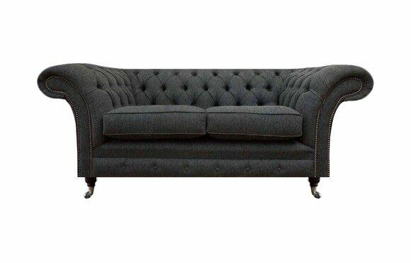 Dunkelgrauer Chesterfield Zweisitzer Polstersofas Designer Couchen Möbel