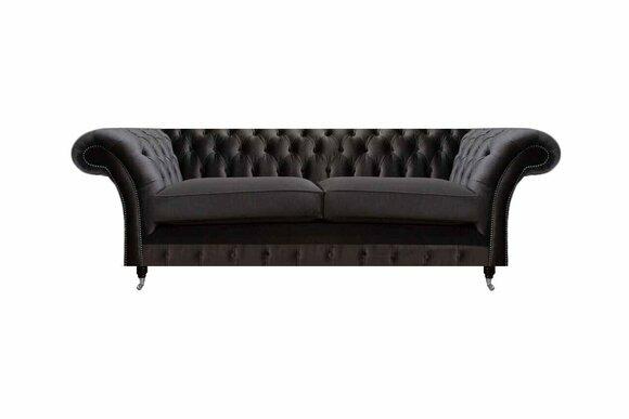 Luxuriöser Chesterfield Schwarzer Zweisitzer Wohnzimmer Sitzmöbel Couch