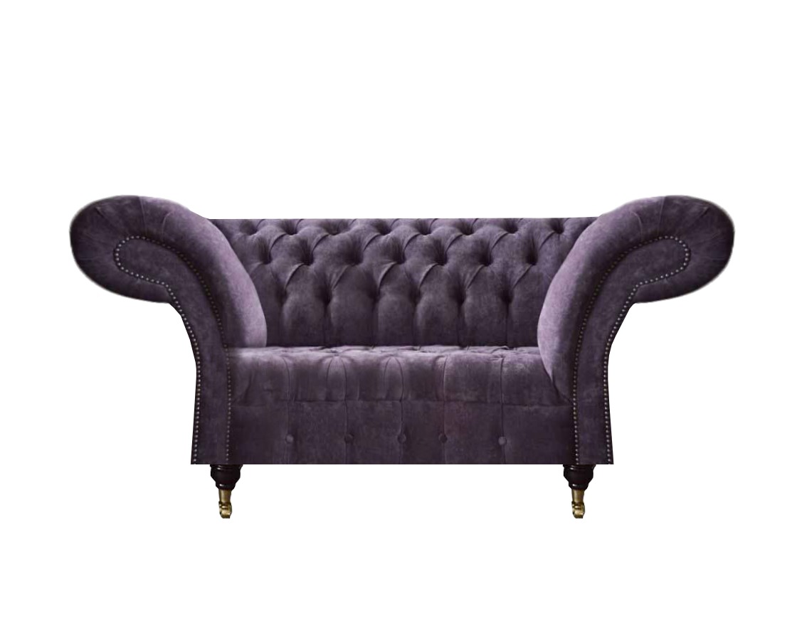 Lila Chesterfield Zweisitzer Moderne Wohnzimmer Polstercouch Edles Sofa