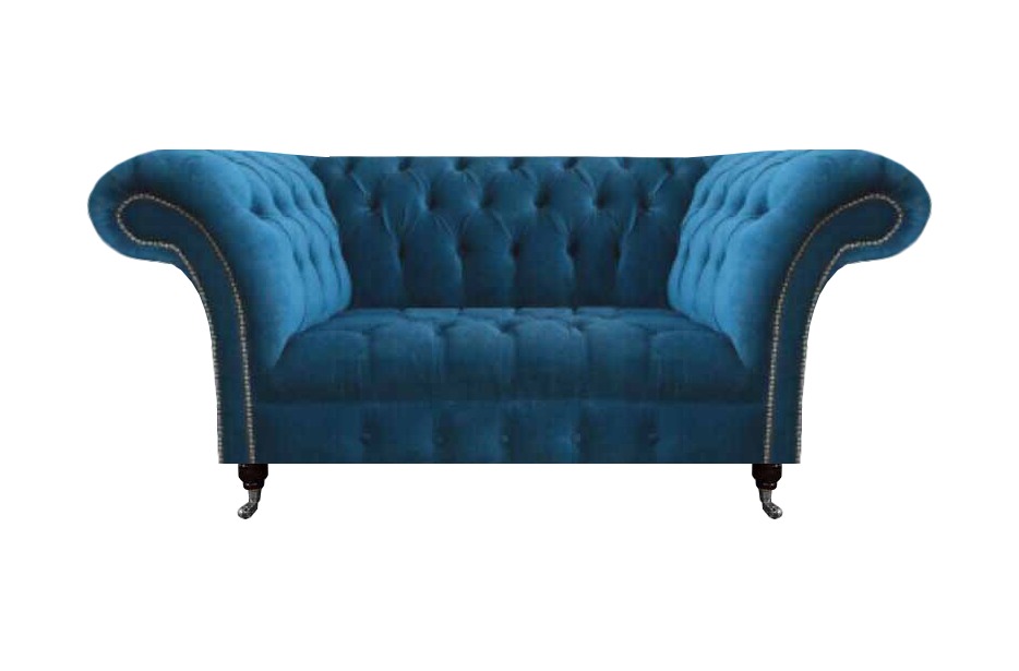 Schicker Blauer Chesterfield Zweisitzer Moderne Wohnzimmer Sitzmöbel