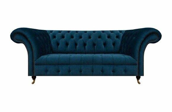 Chesterfield Blauer Polster Zweisitzer Designer Wohnzimmer Textilmöbel