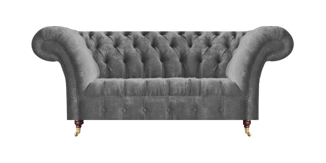 Grauer Chesterfield 2-Sitzer Polstersofas Designer Wohnzimmer Couchen