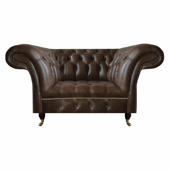 Chesterfield Brauner Ledersessel Wohnzimmer Einsitzer Designer Möbel