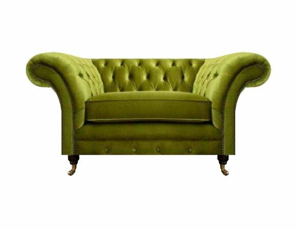 Olivengrüner Chesterfield Sessel Polstermöbel Designer Textil 1-Sitzer